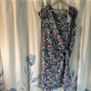 Land end belted floral dress